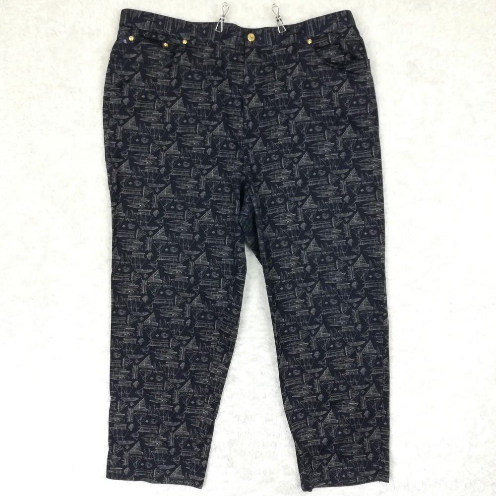 Lauren Ralph Lauren Womens Pants Cropped Trouser Navy Blue Nautical Plus 22W